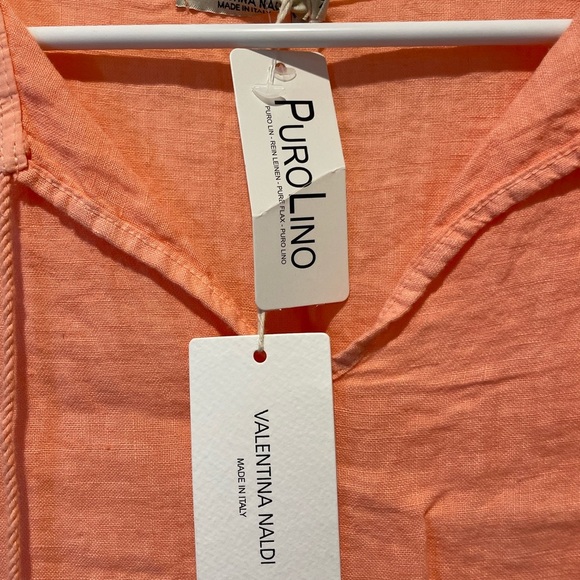 Valentina Naldi Linen Dress with Tassels Peach Size Medium NWT - Picture 4 of 6